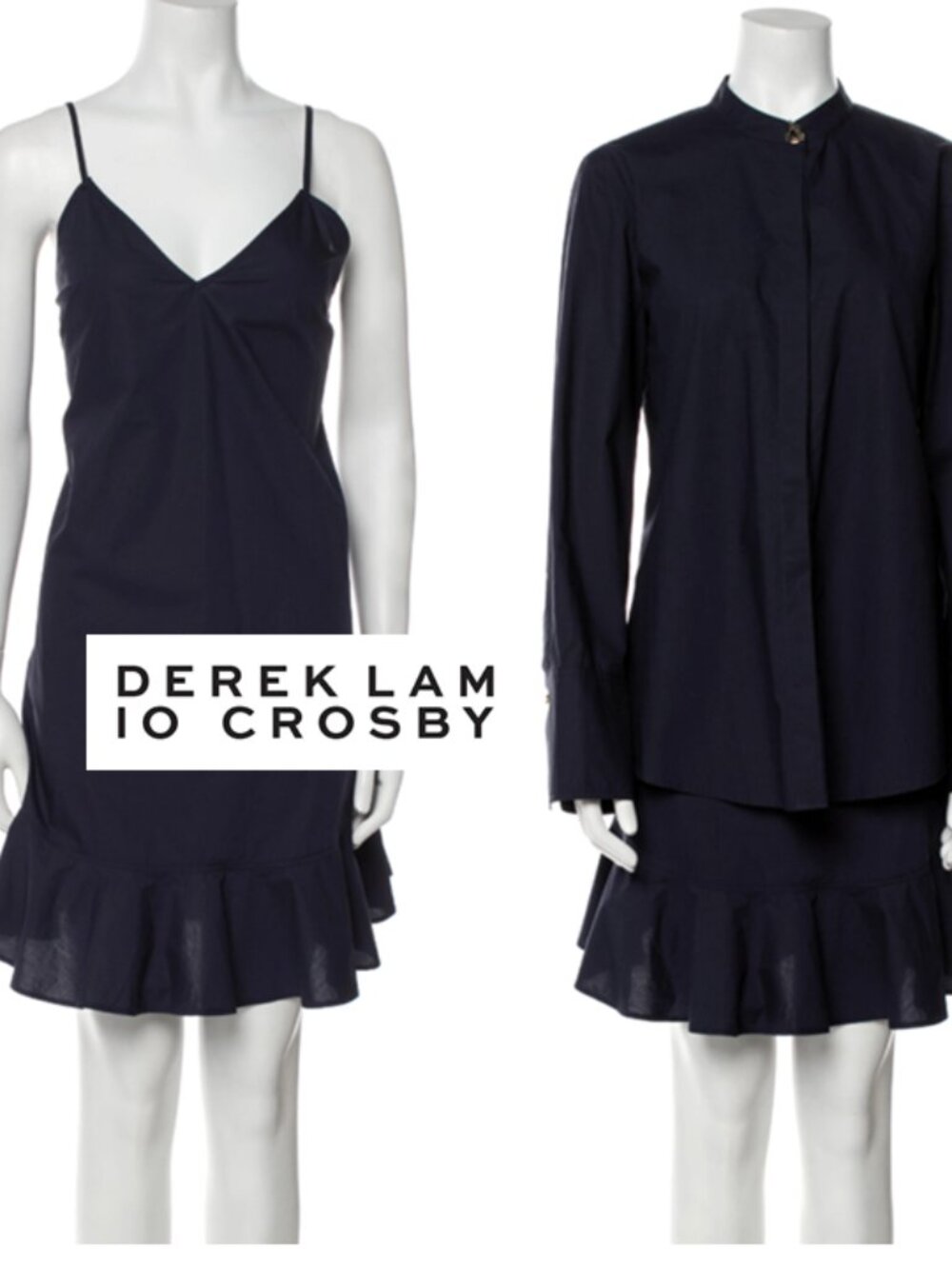 Derek Lam 10 Crosby new with tags 2 piece Ruffle dress midnight blue Sz 8